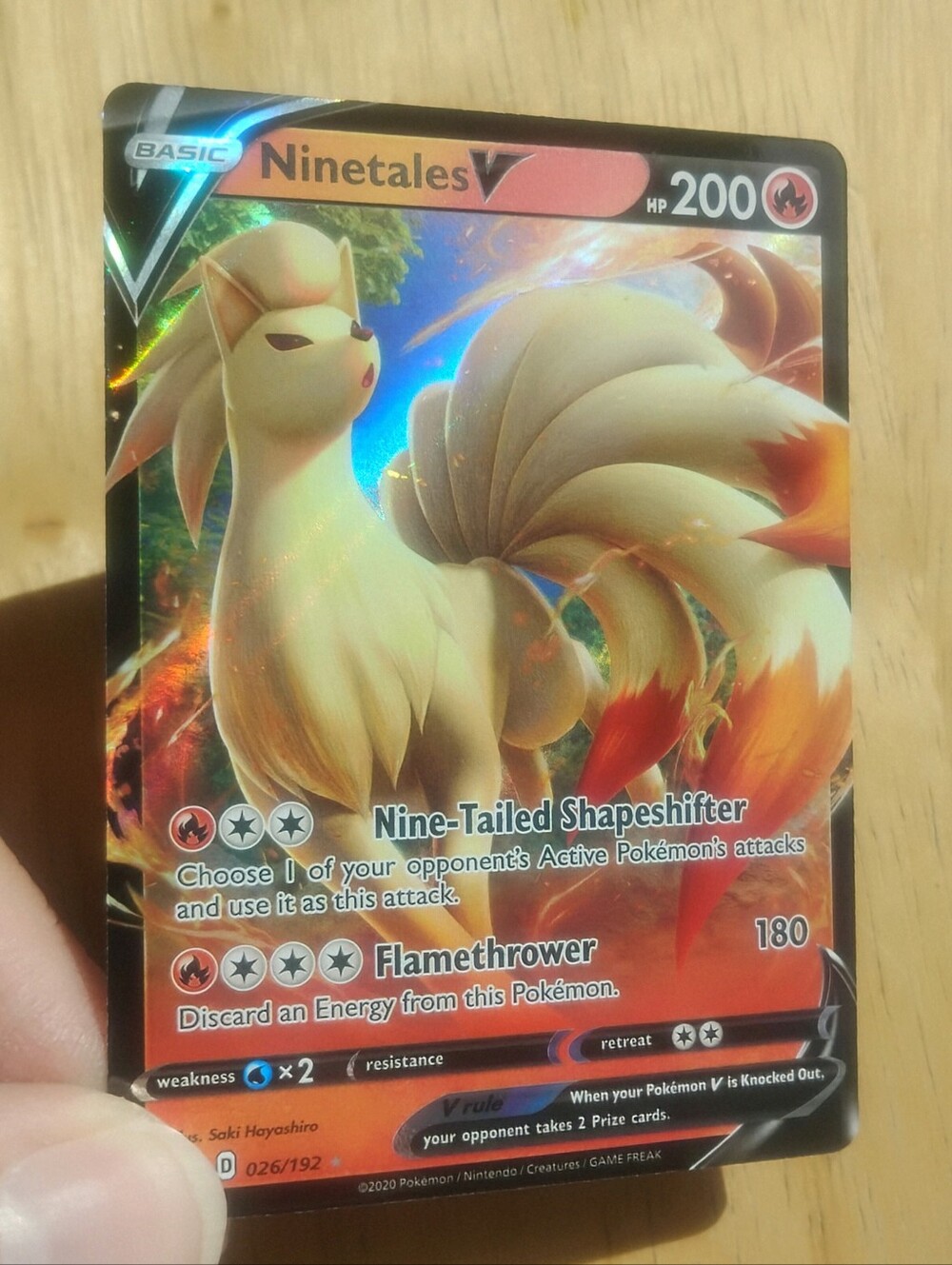 Near Mint 2020 Holo Ultra Rare Ninetales V 026/192 Rebel Clash Pokemon Card